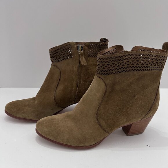 Aerin Women's Heeled Ankle Boot Bootie 'Tilstone' Tan Size 6 M Italian Leather - Picture 1 of 9